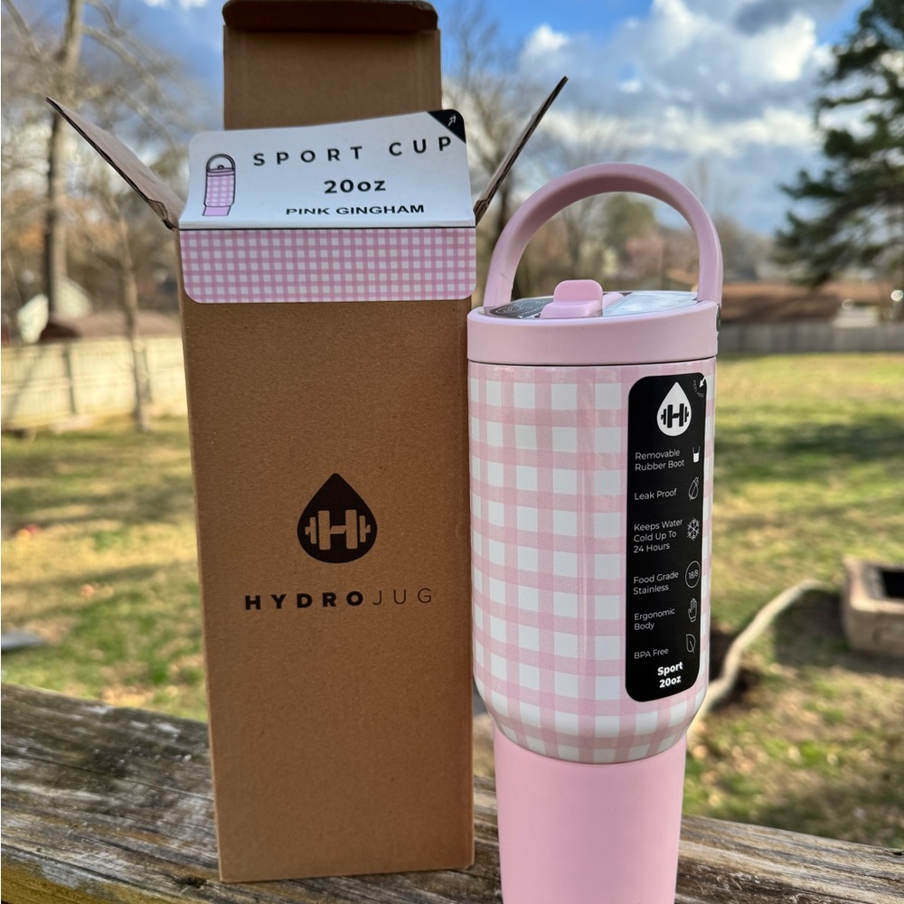HydroJug Pink Gingham 20oz SPORT NIB